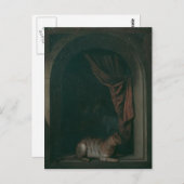 Carte Postale Gerrit Dou - Un chat à la fenêtre d'un studio de p (Devant / Derrière)
