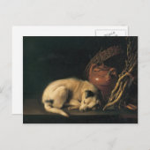 Carte Postale Gerrit Dou - Un chien qui dort avec un pot en terr (Devant / Derrière)