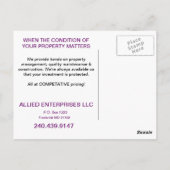 Carte postale Gestion des biens (Dos)