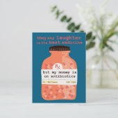 Carte Postale Get Well Soon Laughter vs Antibiotics CUSTOM (Debout devant)