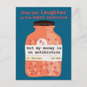 Carte Postale Get Well Soon Laughter vs Antibiotics CUSTOM (Devant)