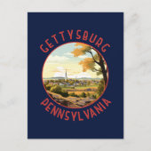 Carte Postale Gettysburg Pennsylvanie Retro Cercle en détresse (Devant)