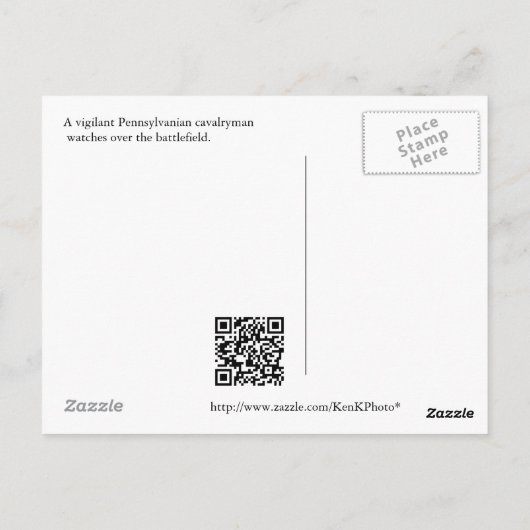 Carte postale Gettysburg Statue II (Dos)