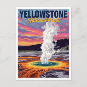 Carte Postale Geyser Art du Grand Prismatic Spring