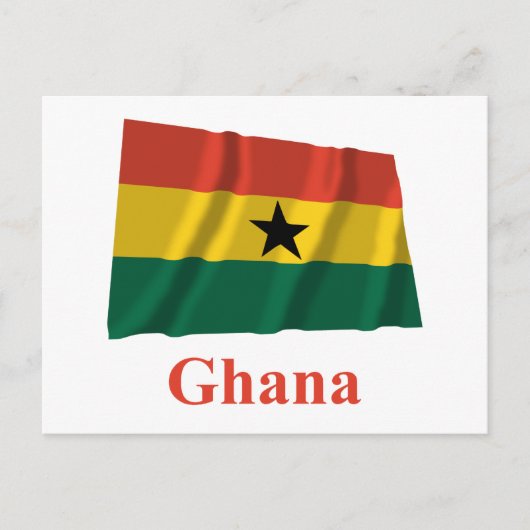 Carte Postale Ghana Waving Drapeau avec nom (Devant)