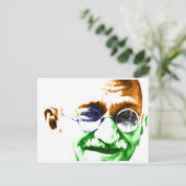 Carte Postale Ghandi sur le drapeau subtil de l'Inde (Debout devant)