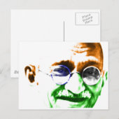 Carte Postale Ghandi sur le drapeau subtil de l'Inde (Devant / Derrière)