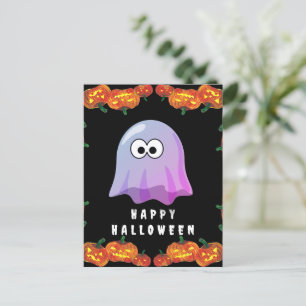 Carte Postale Ghost Google Eyes rose mignon : Éffrayant & Whimsi