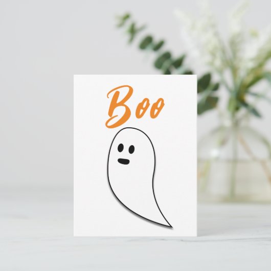 Carte Postale Ghost Halloween noir blanc orange boite (Debout devant)