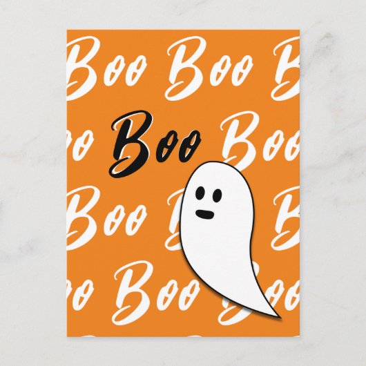 Carte Postale Ghost Halloween noir blanc orange boite (Devant)