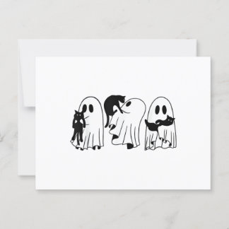 Carte Postale Ghost Holding Chat noir Funny Halloween Amoureux d
