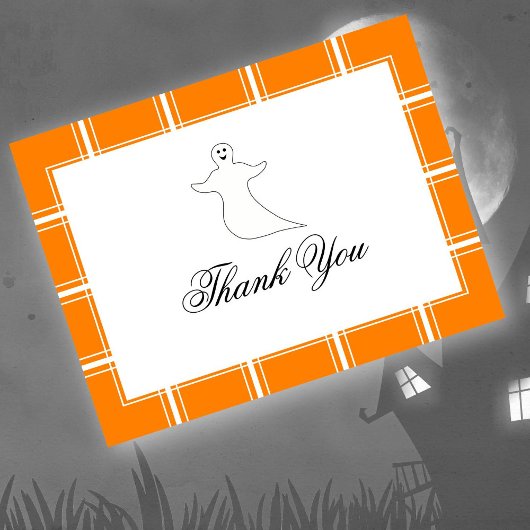 Carte Postale Ghost Merci Halloween Orange