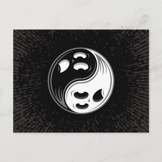 Carte Postale Ghost Yin Yang Noir et blanc (Devant)