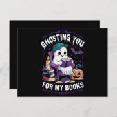 Carte Postale Ghosting You For My Books Ghost Reading Halloween (Devant / Derrière)