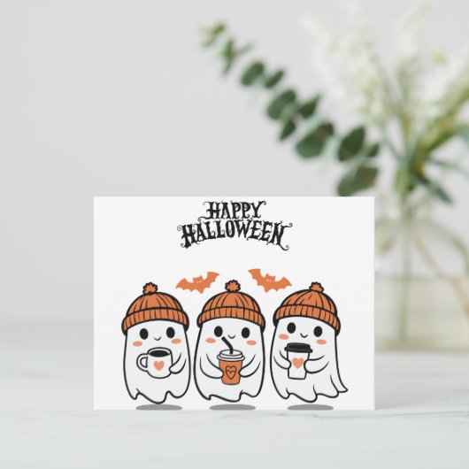 Carte postale Ghosts Halloween - Parfait pour S (Debout devant)