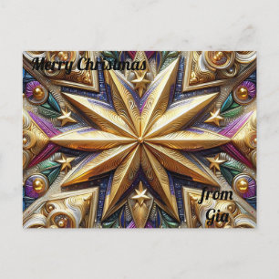 Carte Postale GIA ~ NOËL ~ motif étoile 3D ~