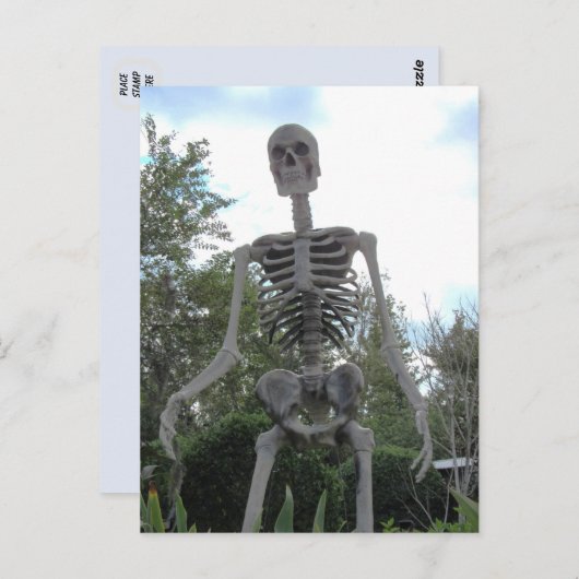 Carte postale Giant Skeleton Halloween (Devant / Derrière)