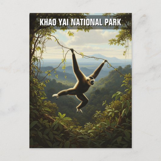 Carte Postale Gibbon dans le Parc national de Khao Yai Thaïlande (Devant)