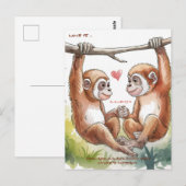 Carte Postale Gibbon Valentines (Devant / Derrière)