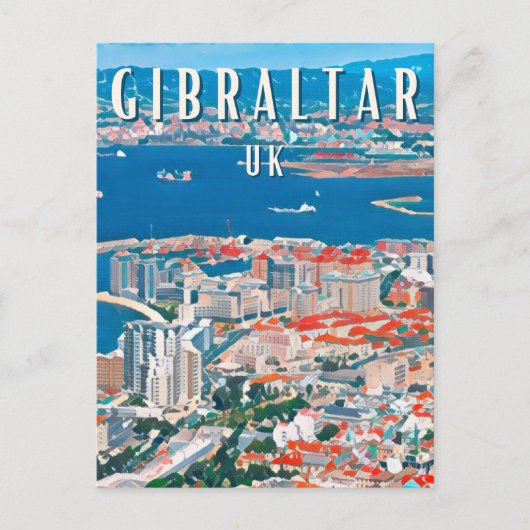 Carte Postale Gibraltar, ville des rochers et des falaises (Devant)