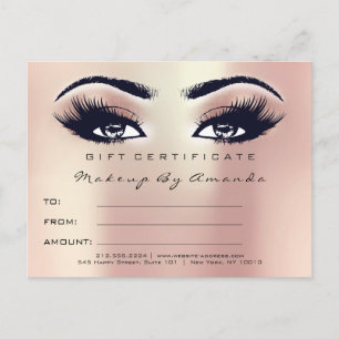 Carte Postale Gift Certificate Lashes Extension Makeup Artist