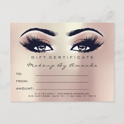 Carte Postale Gift Certificate Lashes Extension Makeup Artist (Devant)