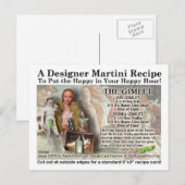 Carte postale Gimlet Martini Recette (Devant / Derrière)