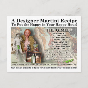 Carte postale Gimlet Martini Recette