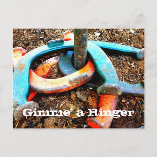Carte Postale Gimme' a Ringer Horseshoe Pitching Cadeaux (Devant)