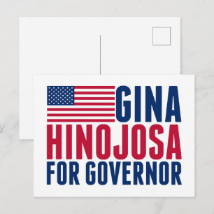 Carte Postale Gina Hinojosa gouverneure 2026 Élection Texas