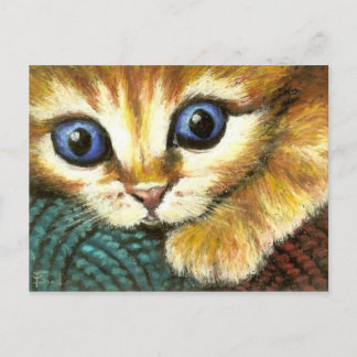 Carte Postale Gingembre tabby jouer avec la laine