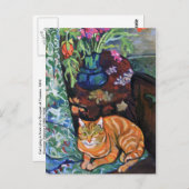 Carte Postale Ginger Cat et Bouquet de Fleurs par Valadon (Devant / Derrière)