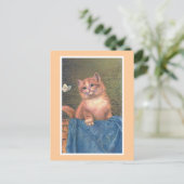 Carte Postale "Ginger Kitten et Butterfly" Vintage (Debout devant)