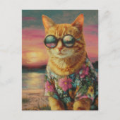 Carte Postale Ginger Kitty dans les lunettes de soleil (Devant)
