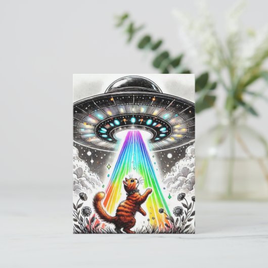 Carte Postale Ginger Kitty et OVNI (Debout devant)