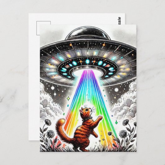 Carte Postale Ginger Kitty et OVNI (Devant / Derrière)