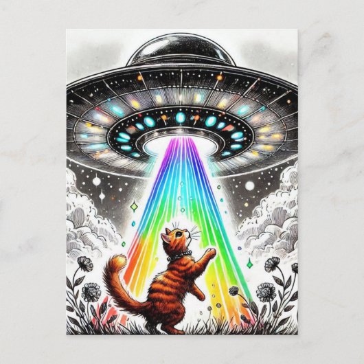 Carte Postale Ginger Kitty et OVNI (Devant)