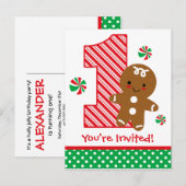 Carte Postale Gingerbread Boy 1er Anniversaire Invitation (Devant / Derrière)