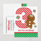 Carte Postale Gingerbread Boy Invitation 3e anniversaire (Devant / Derrière)