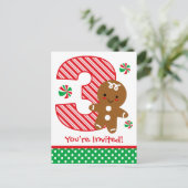 Carte Postale Gingerbread Boy Invitation 3e anniversaire (Debout devant)