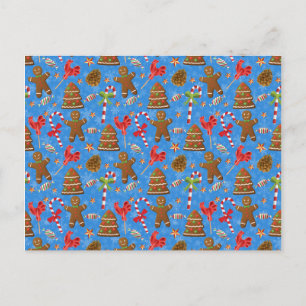 Carte Postale Gingerbread Man, Candy et lollipop