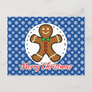 Carte Postale Gingerbread - Patters bleus - Merry Xmas