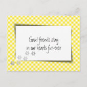 Carte Postale Gingham jaune Perte d'animal de compagnie du vétér (Devant)