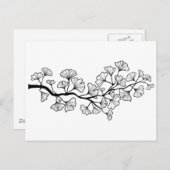 Carte Postale ginkgo noir avec feuille (Devant / Derrière)