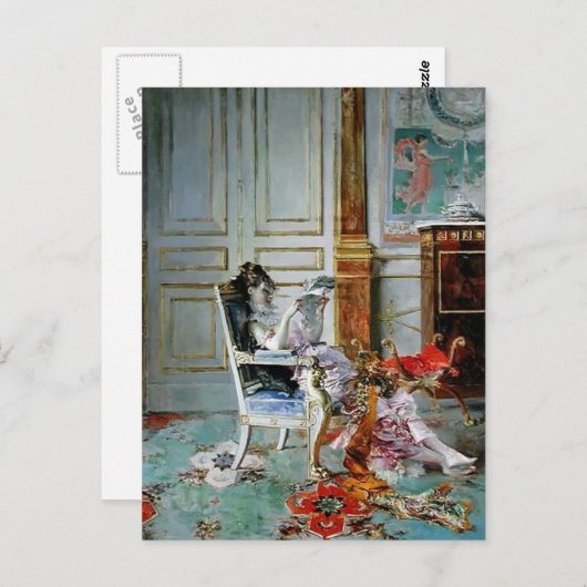Carte Postale Giovanni Boldini - Lecture féminine dans un salon (Devant / Derrière)
