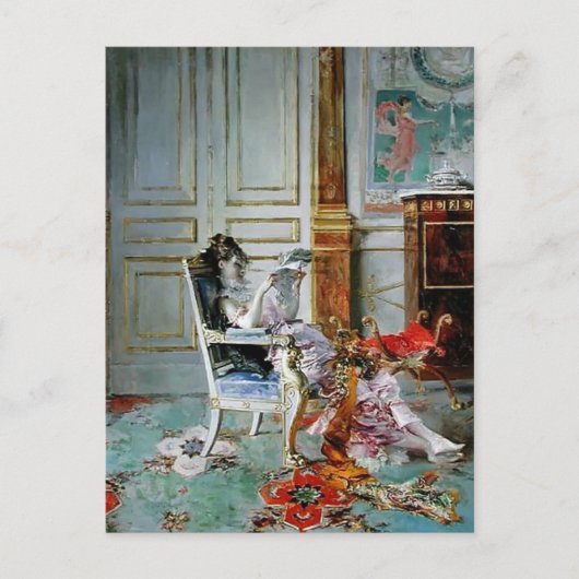 Carte Postale Giovanni Boldini - Lecture féminine dans un salon (Devant)