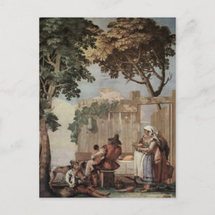 Carte Postale Giovanni Tiepolo : Famille paysanne à table