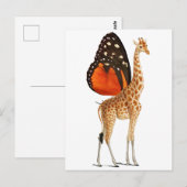 Carte Postale Girafe à papillon (Devant / Derrière)