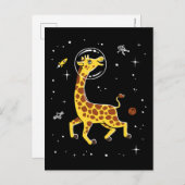 Carte Postale Girafe Animaux Dans L'Espace (Devant / Derrière)