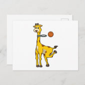 Carte Postale Girafe au basket avec panneau de basket (Devant / Derrière)